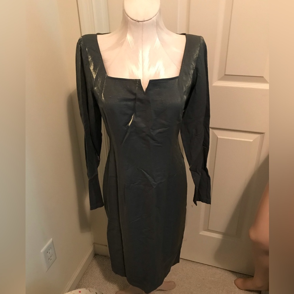 Gigli Jeans dress new size 28 green metallic long sleeve
